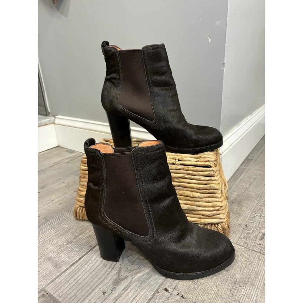 Tommy Bahama Lummi Brown Calf Hair Chelsea Ankle Boots Block Heel Size 9B - Picture 2 of 9